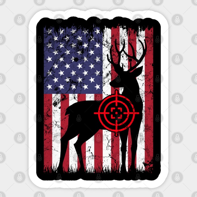 American Hunter, Deer Hunter, American Flag Sticker by Silly Me Studio
